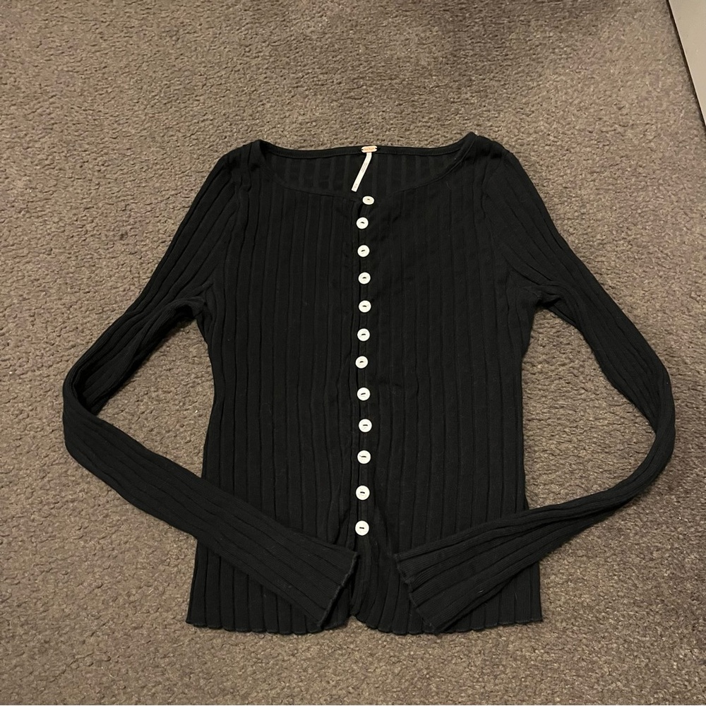 Free People Tilly Long Sleeve Top In Black - Picture 3 of 7